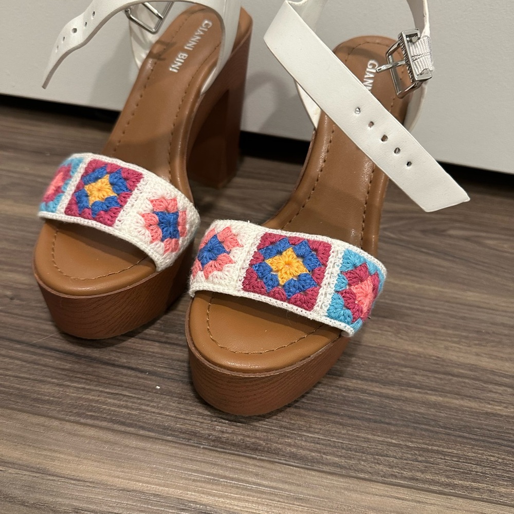 Chunky Platform Sandals with Crochet Detail